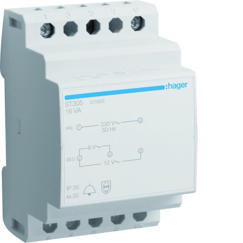 HAGER beltrafo 16va 8-12v ST305 - St305 - 8411651