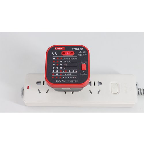 UNI-T Wandcontactdoos tester met RCD test - Ut07b eu foto203 - 20037363