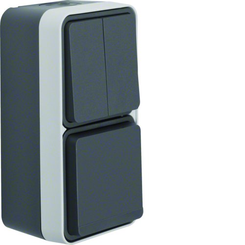Hager Combi contactdoos + serieschakelaar met behuizing, W.1, grijs - Wnc081 - 20196018